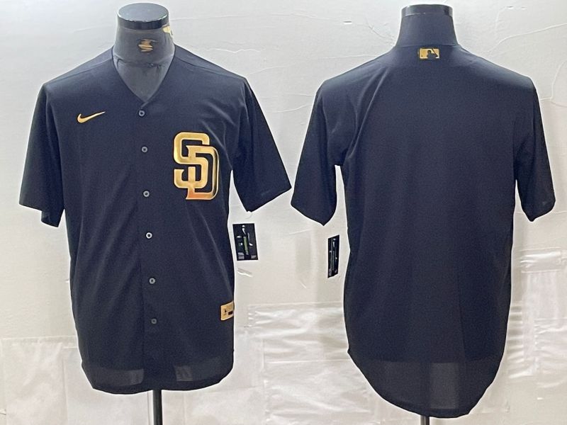 Men San Diego Padres Blank Black gold 4 th generation Nike 2024 MLB Jersey style 1